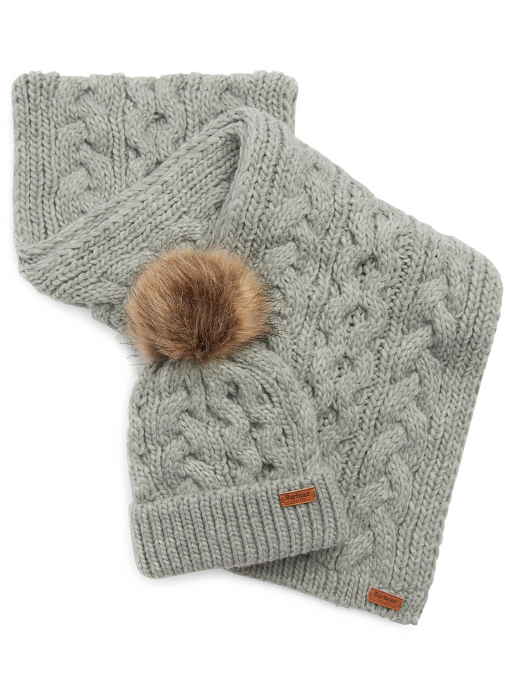 penshaw beanie and scarf set in grey