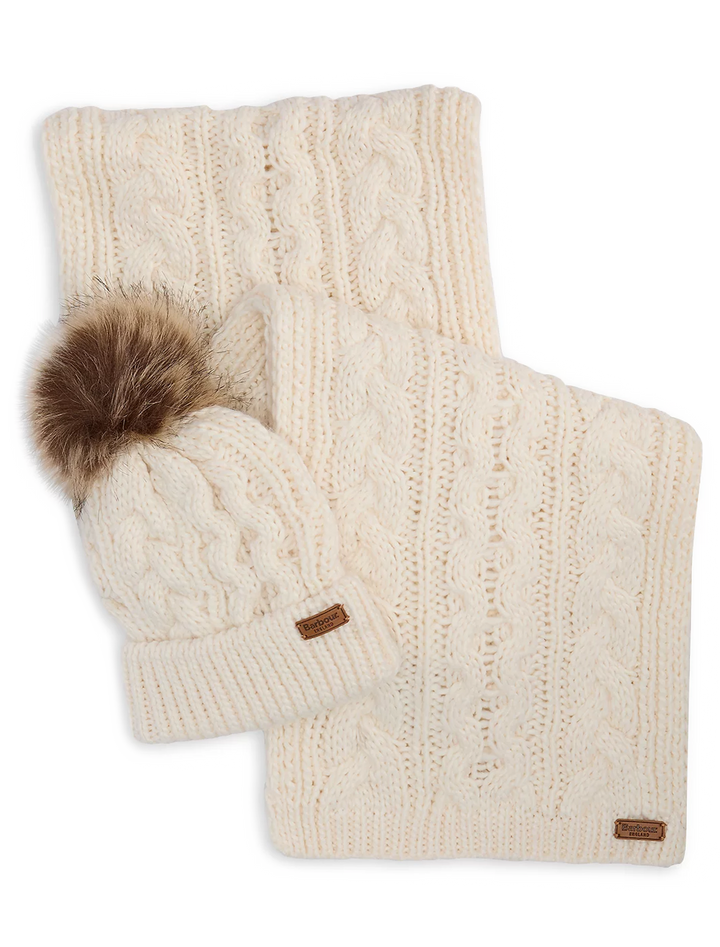 penshaw beanie and scarf gift set in cloud