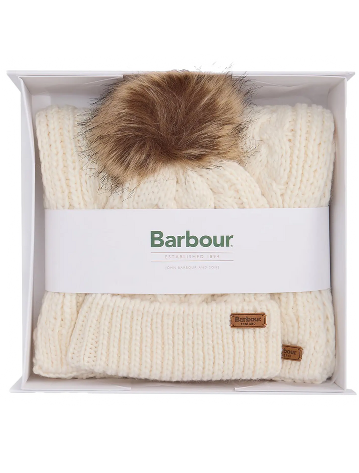 penshaw beanie and scarf gift set in cloud
