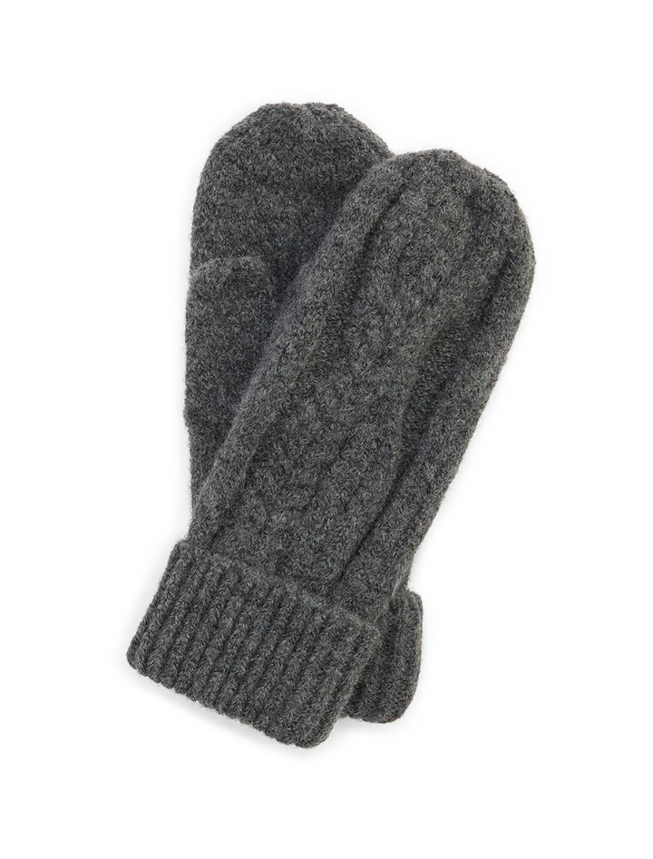 barbour elsdon knitted mittens in grey