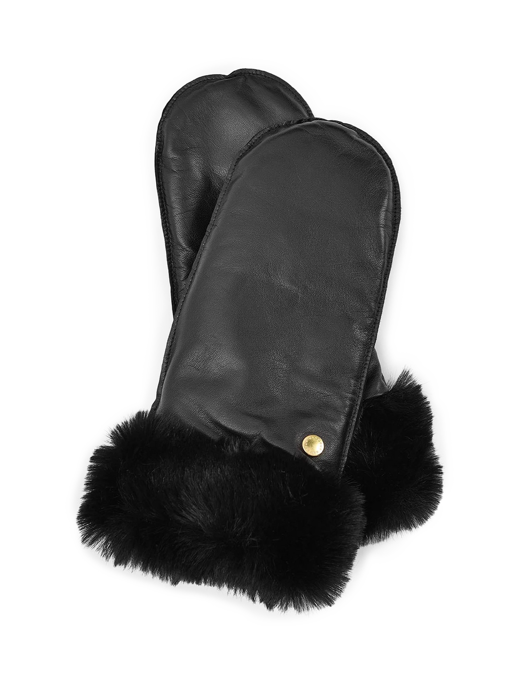 daniella leather mittens in black