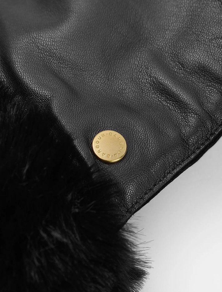 daniella leather mittens in black