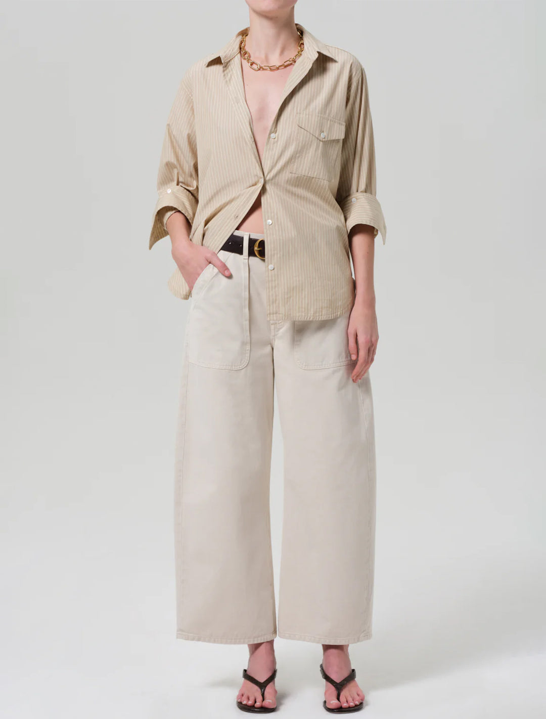 ayla cargo crop in pale stone