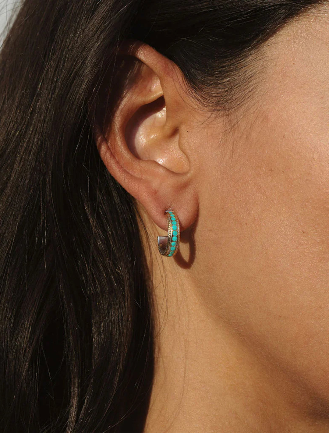 turquoise studded hoops