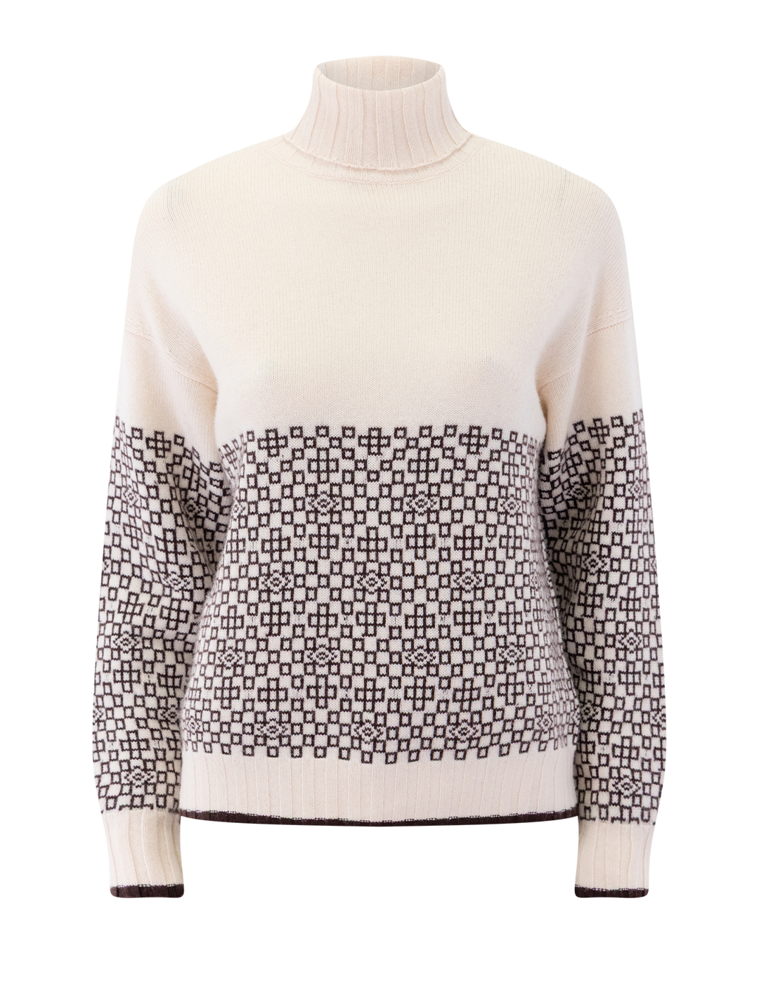 shadow roll collar sweater in wheat and hickory