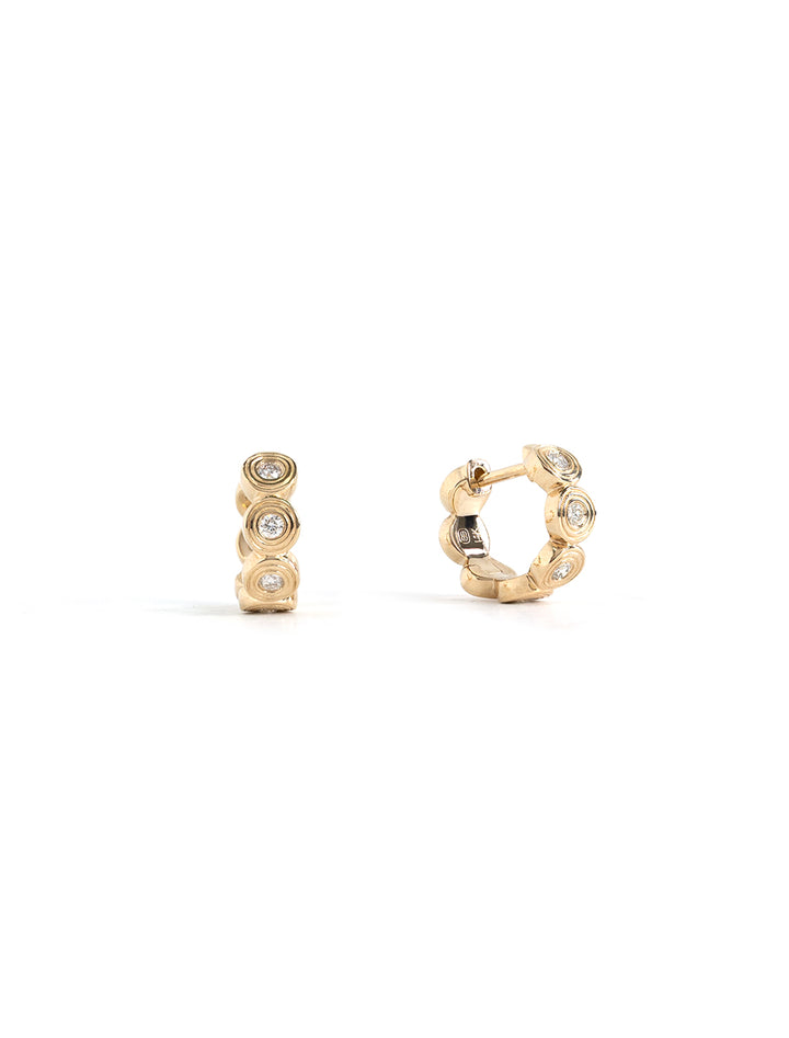 fluted diamond huggie hoops