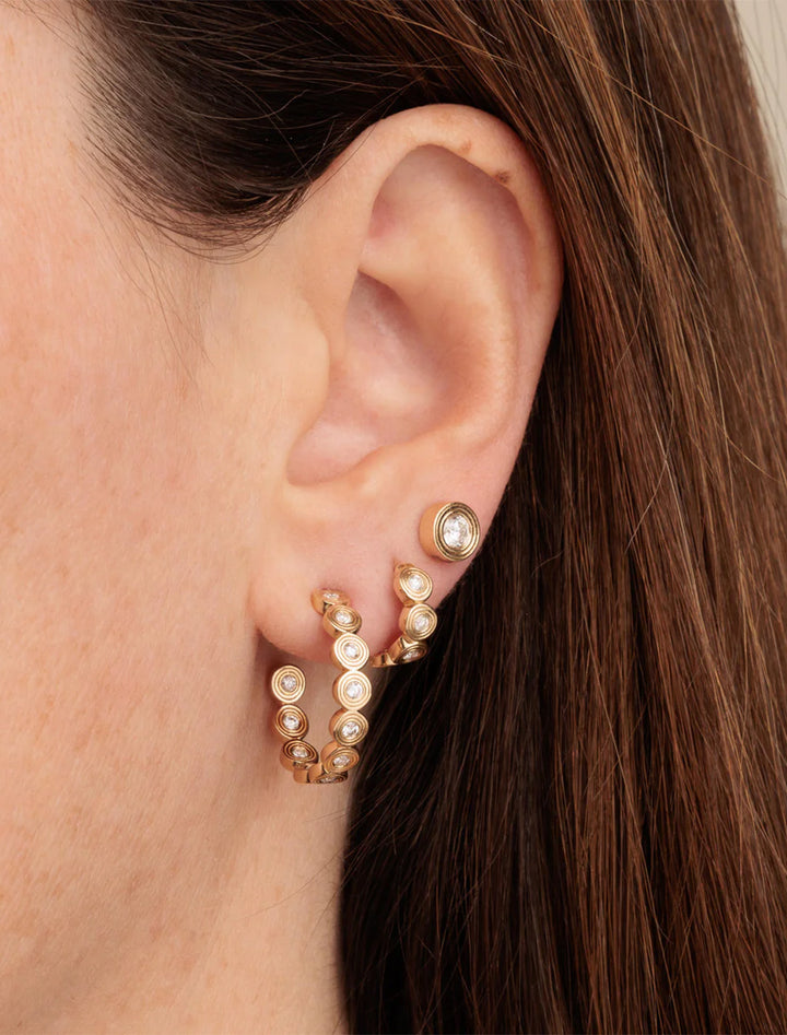 fluted diamond huggie hoops