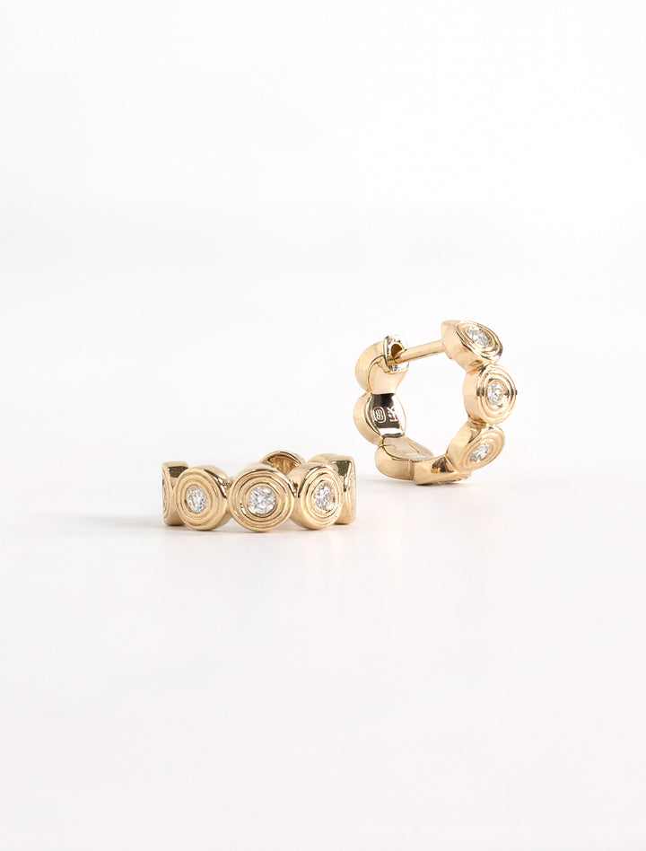 fluted diamond huggie hoops