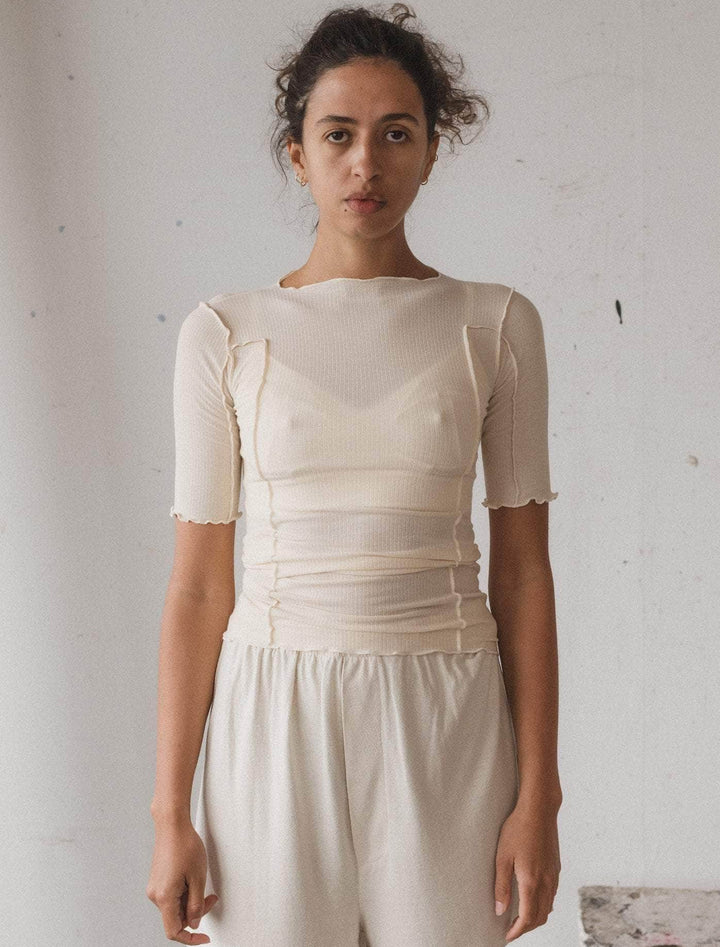 omato 3/4 sleeve tee in off white