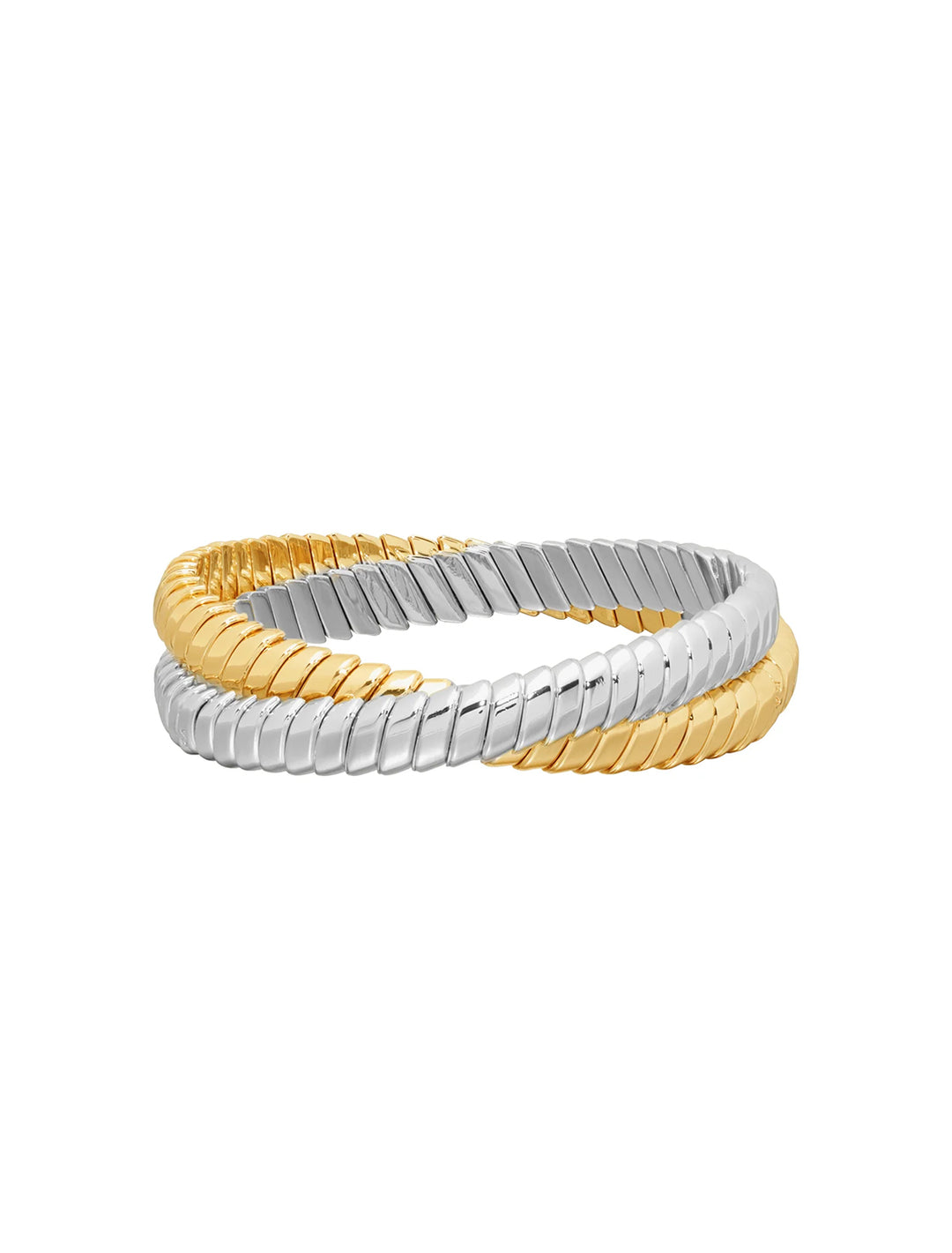 the double cobra bracelet in gold and silver