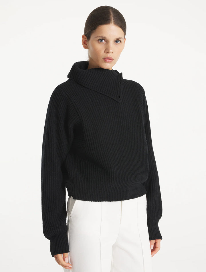 saimon ribbed turtleneck in black