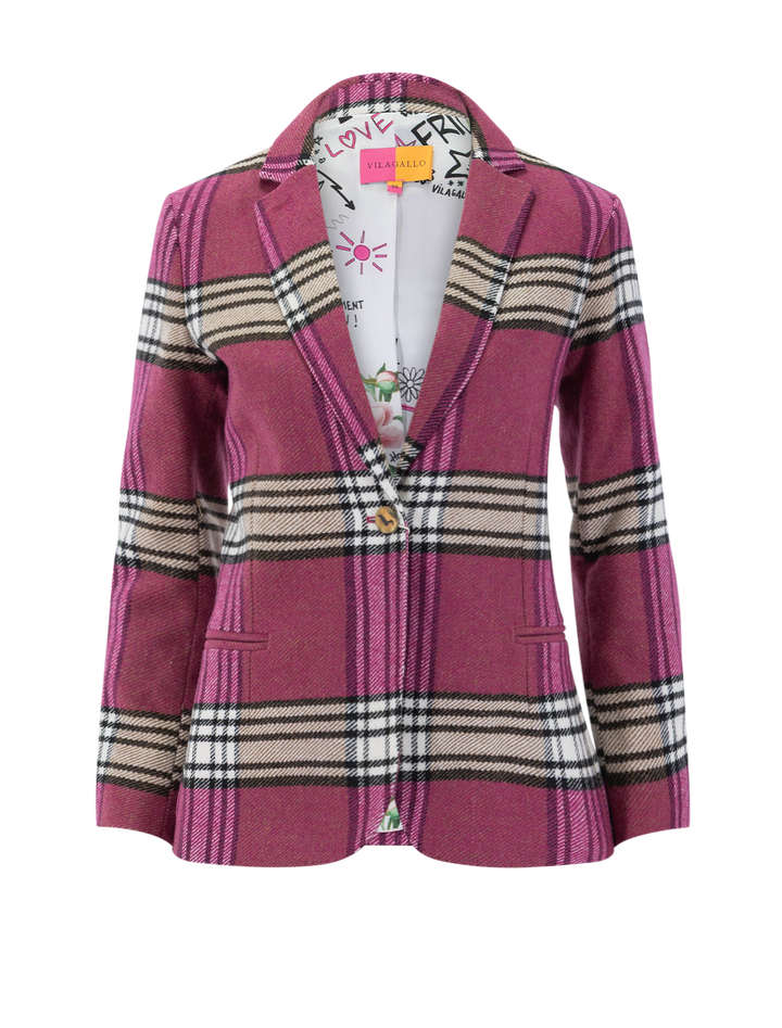 hannah blazer in pink plaid