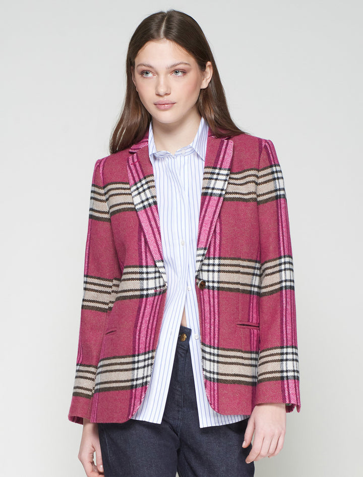 hannah blazer in pink plaid