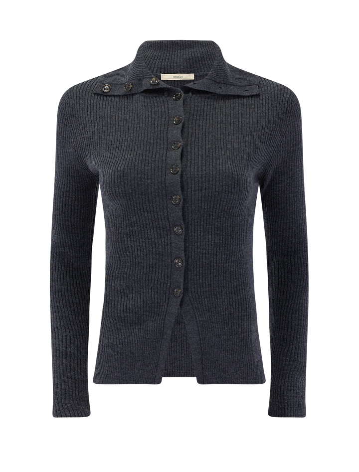 shimoteka button turtleneck in graffit