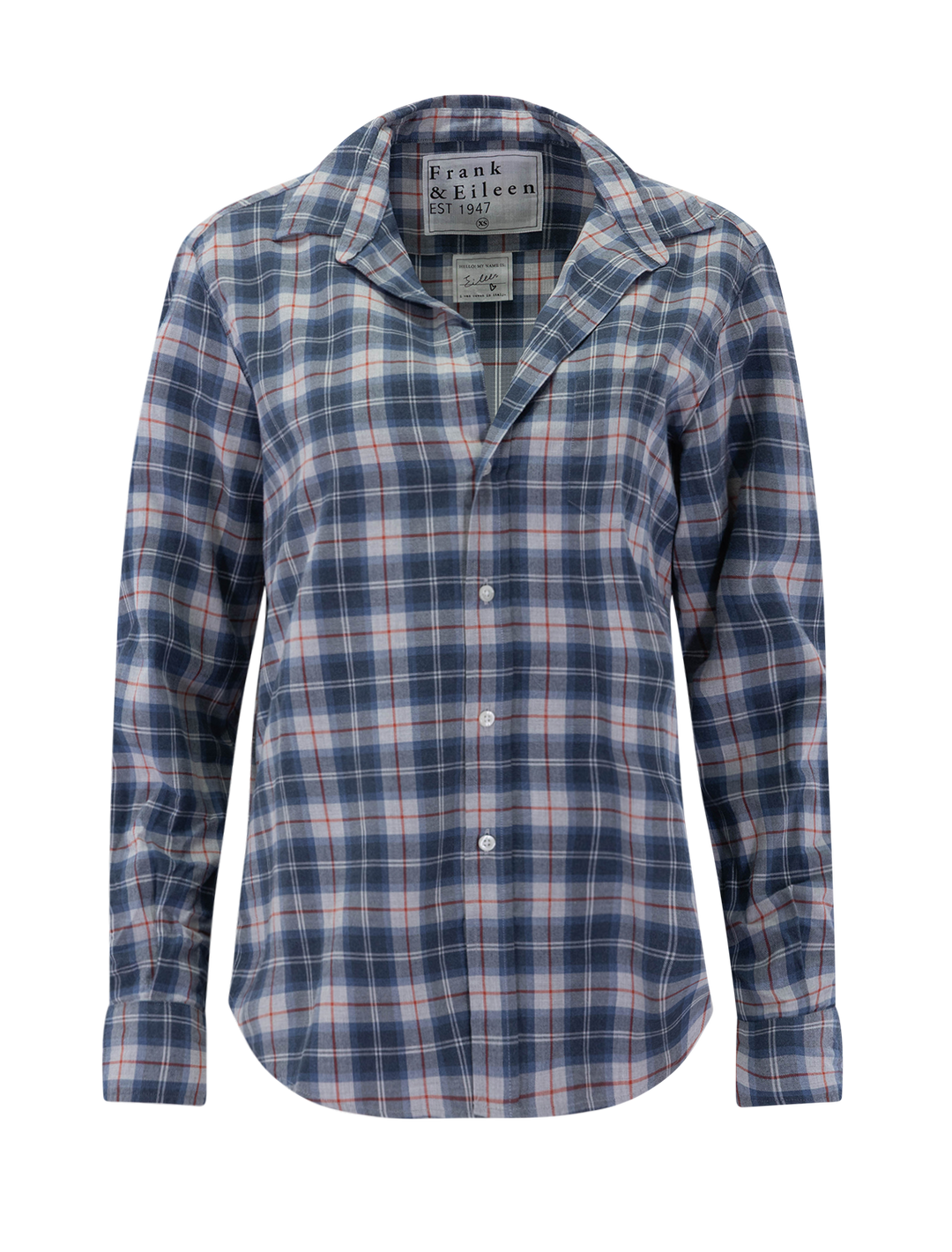 eileen in grey and red plaid