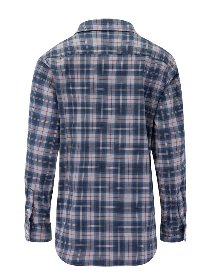 eileen in grey and red plaid