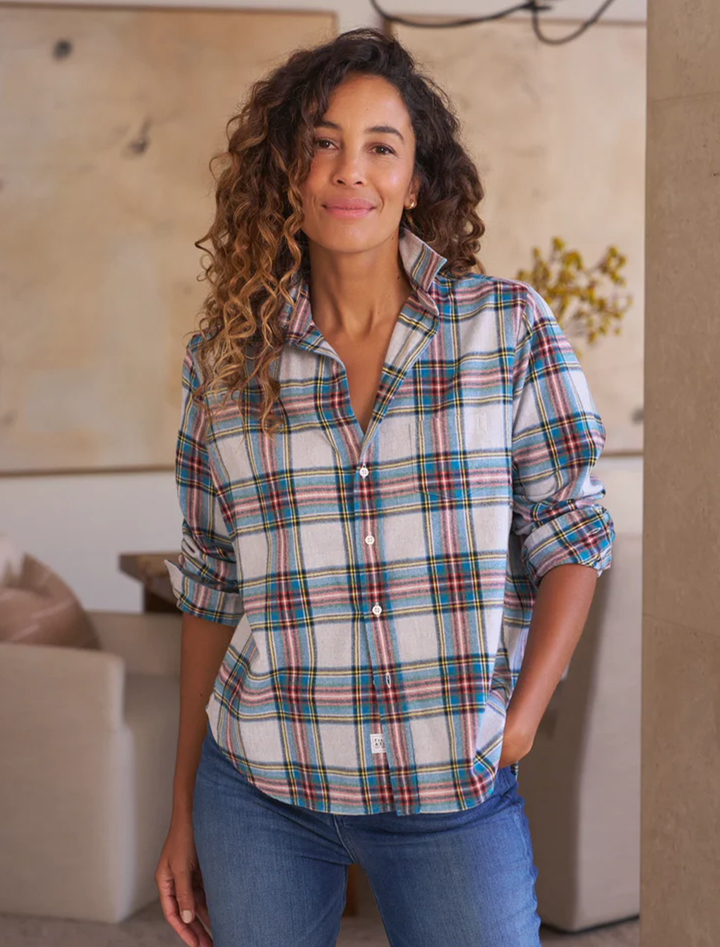 eileen in yellow, blue, & red plaid