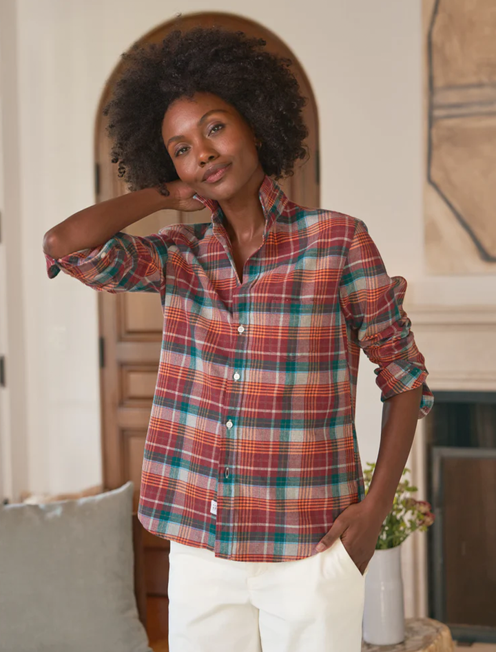 eileen in wine and green plaid