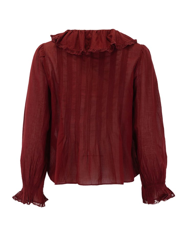 hardy top in deep crimson