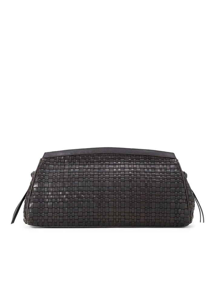 maude soft clutch in espresso woven