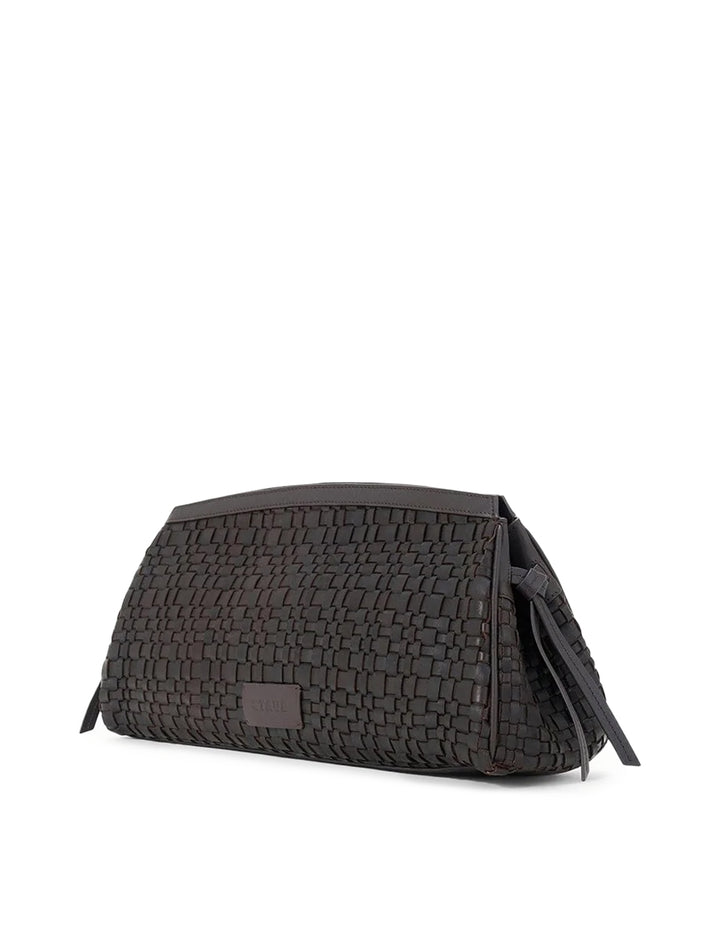 maude soft clutch in espresso woven