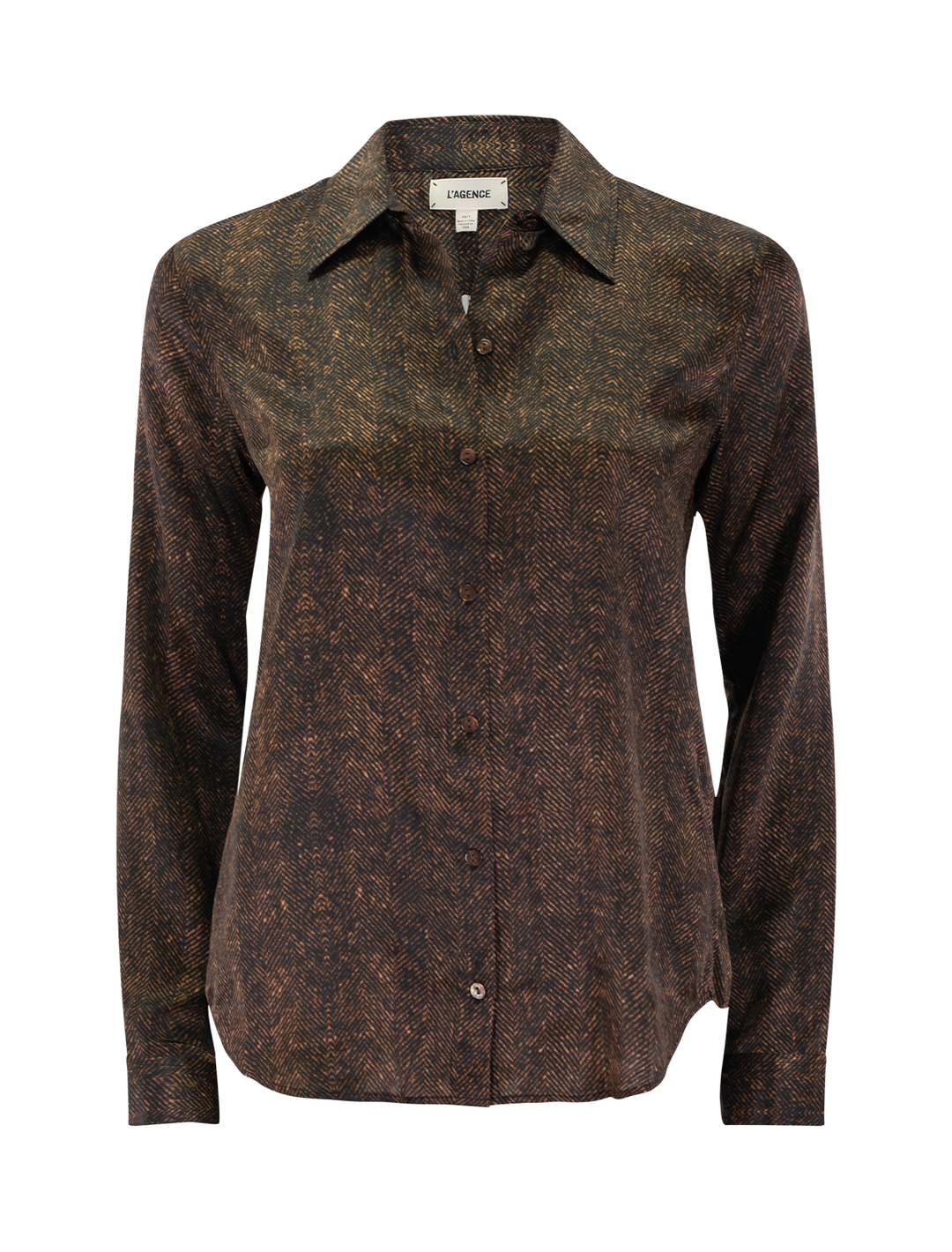 tyler blouse in brown herringbone print