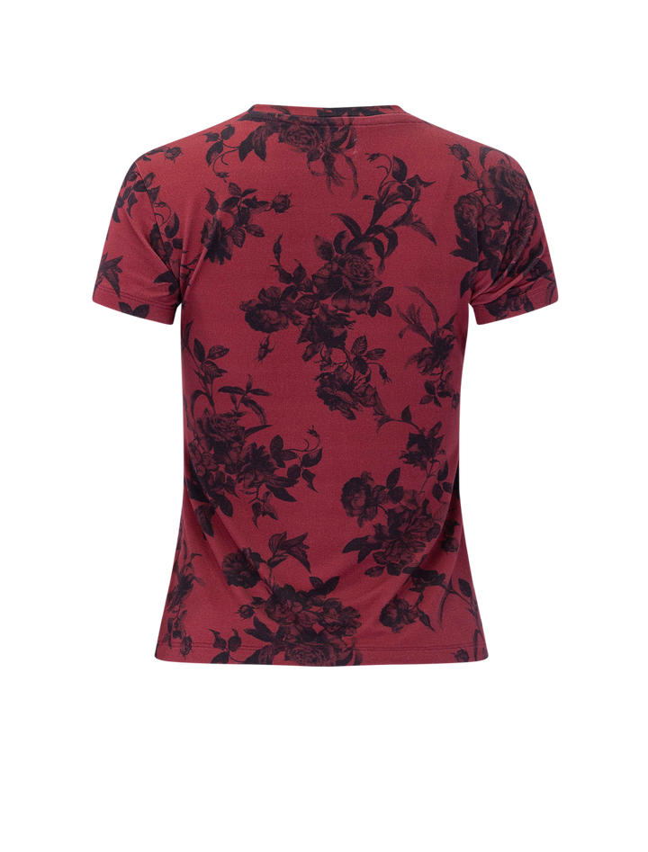 ressi tee in burgundy painterfly print