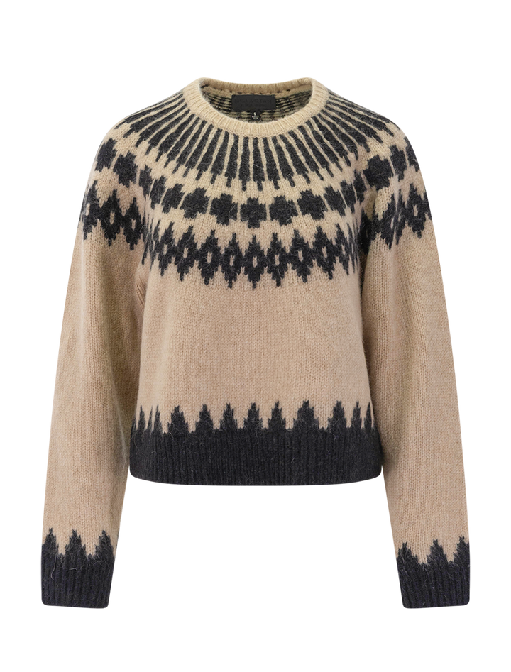 alena sweater in light camel fair isle