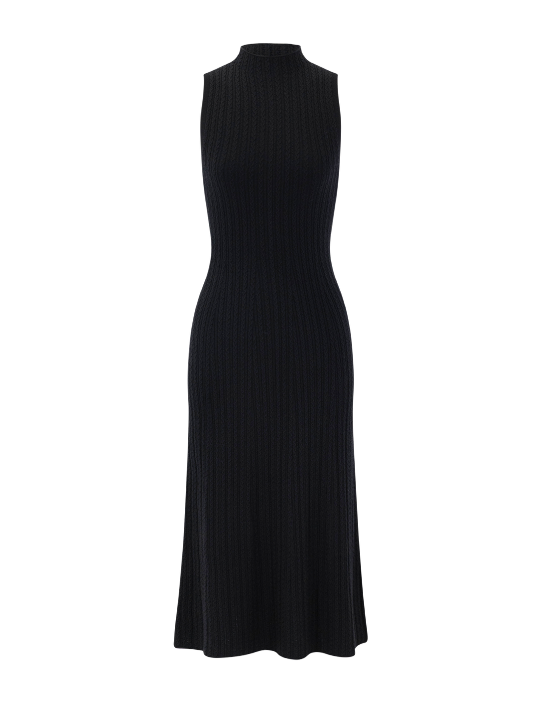 cable rib dress in black