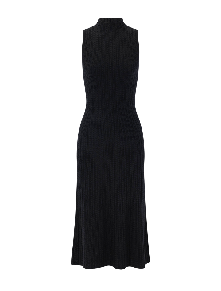 cable rib dress in black