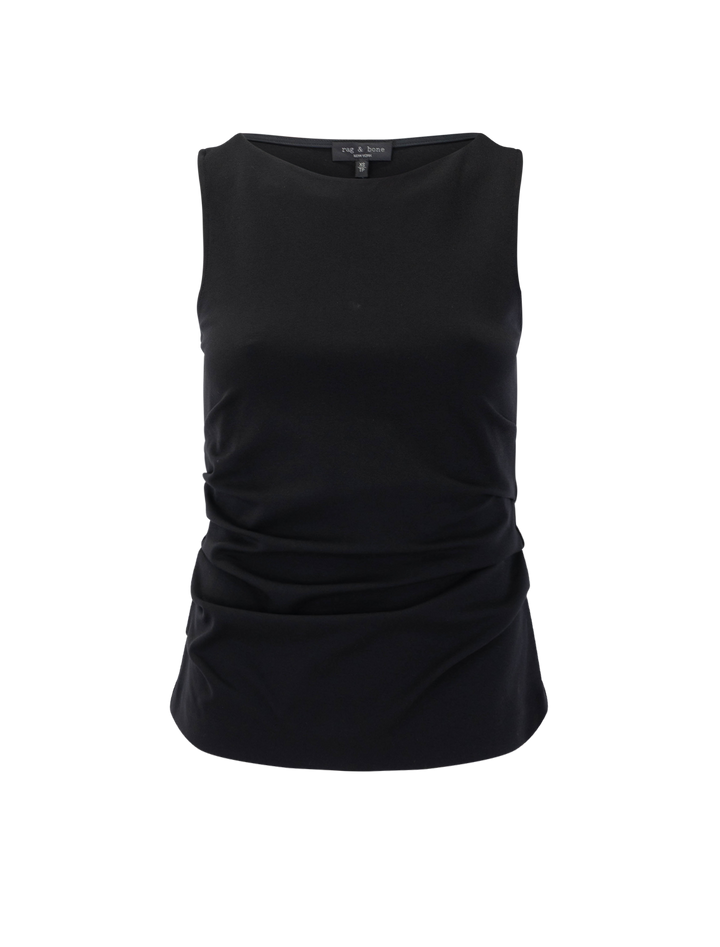 irina ponte shirred tank in black