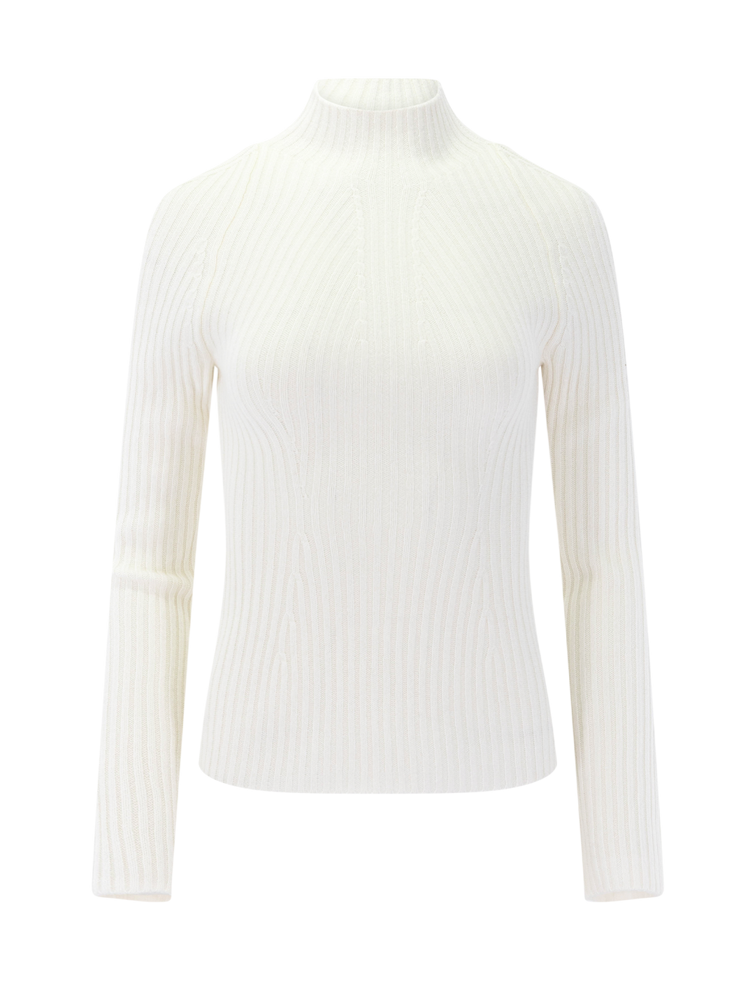 traveling rib cashmere turtleneck sweater in ivory