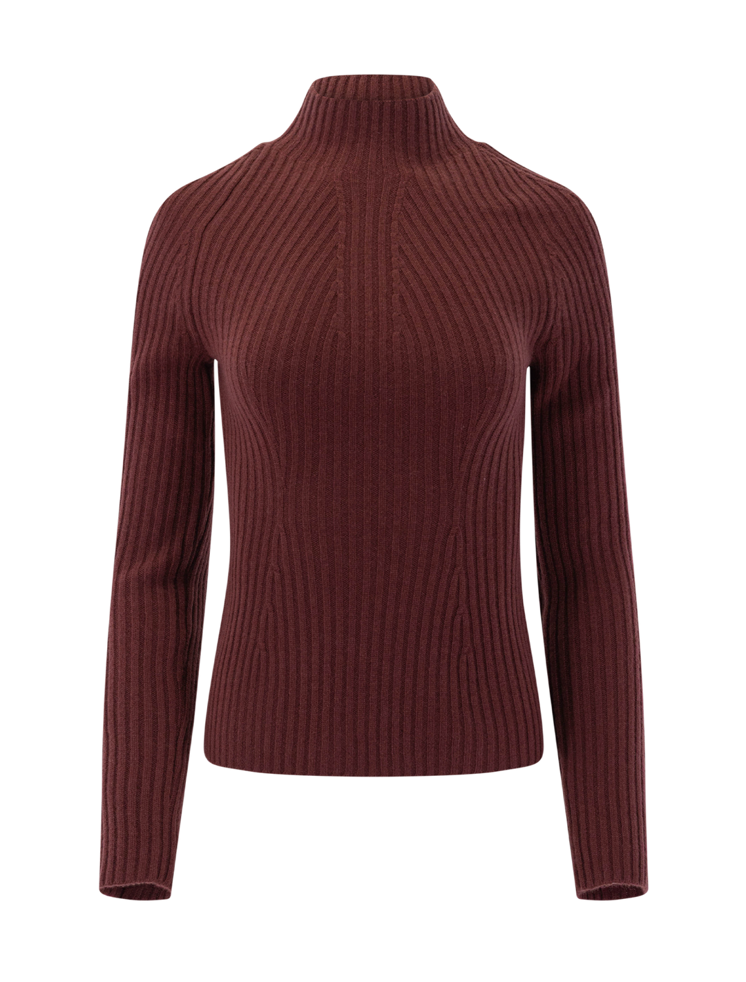 traveling rib cashmere turtleneck sweater in oxblood red