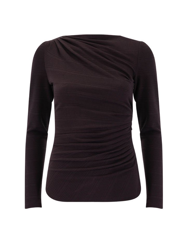 ruched knit top in prune