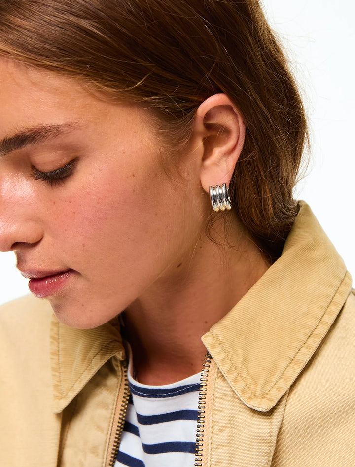 triple tube earring in silver