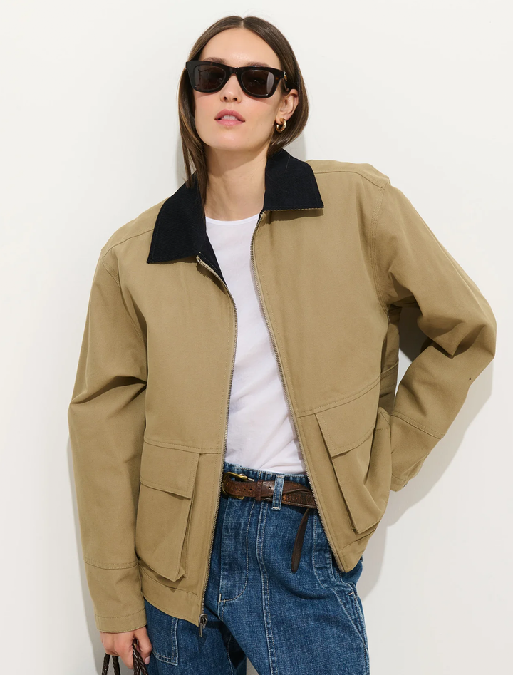 essex cotton canvas jacket in khaki