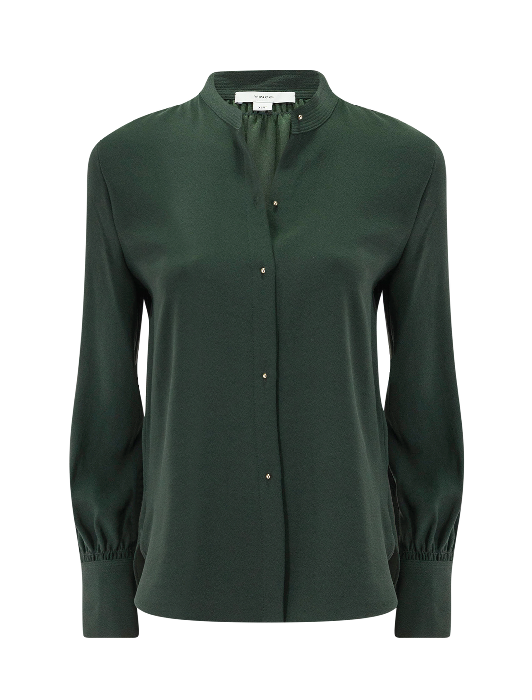 metal button crepe shirt in forest