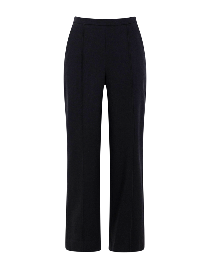mid rise wool blend easy pull on pant in black