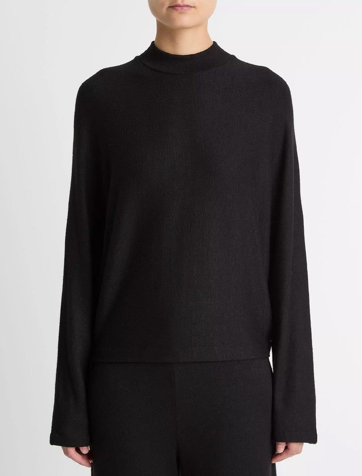cozy long sleeve dolman mock neck in black