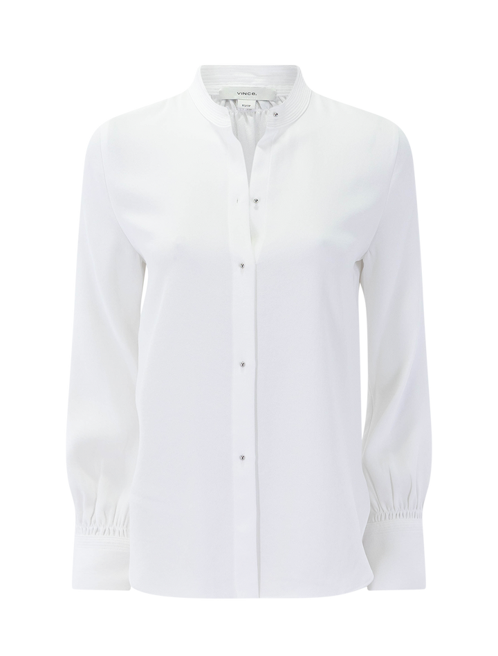 metal ball button long sleeve shirt in off white