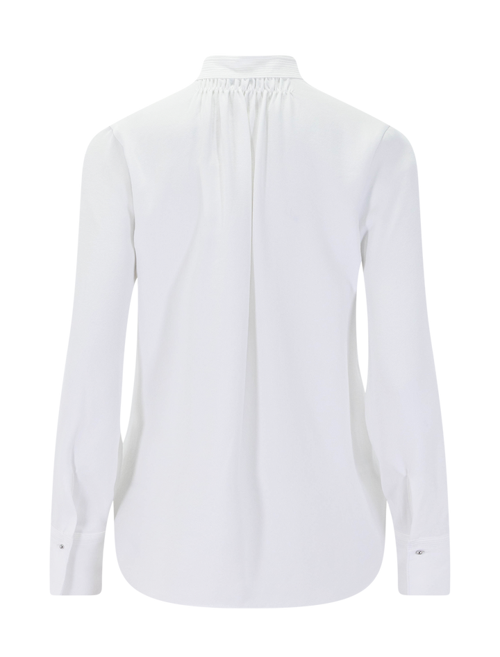 metal ball button long sleeve shirt in off white