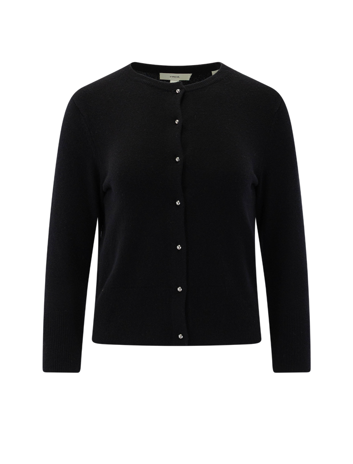 metal button cardigan in black