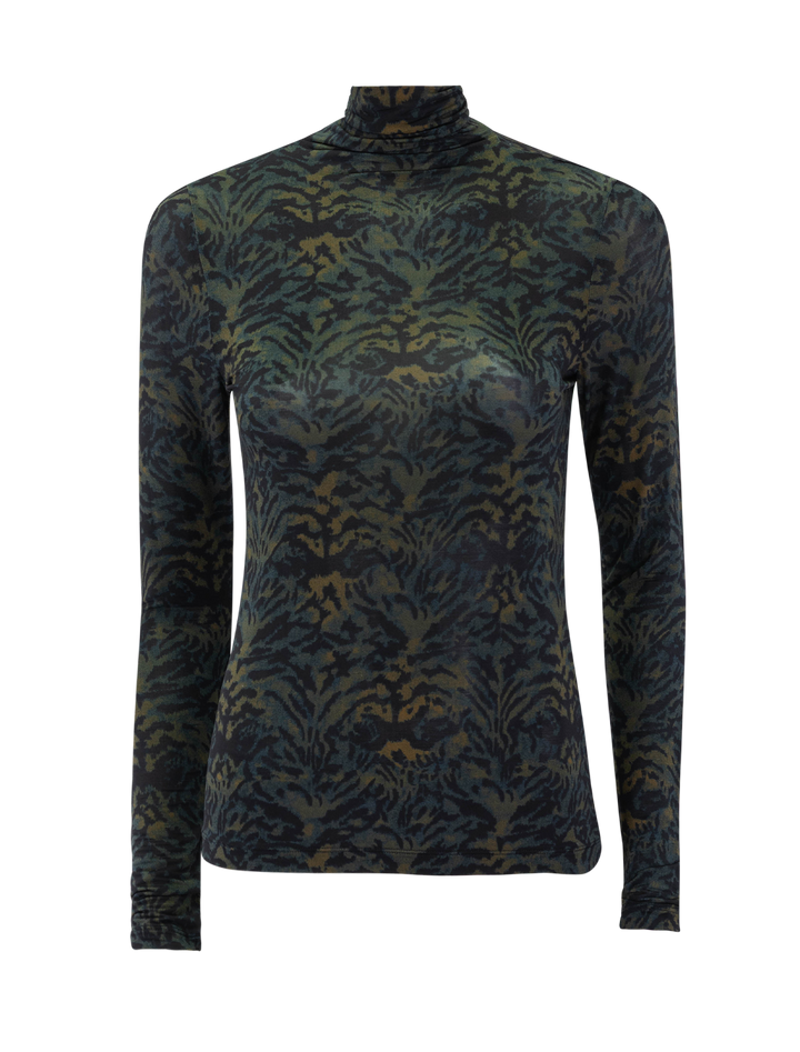 aurelia jersey long sleeve turtleneck top in desert jasper