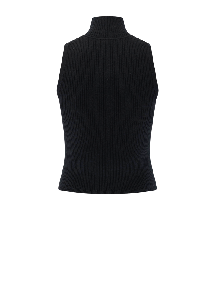 rib turtleneck shell in black