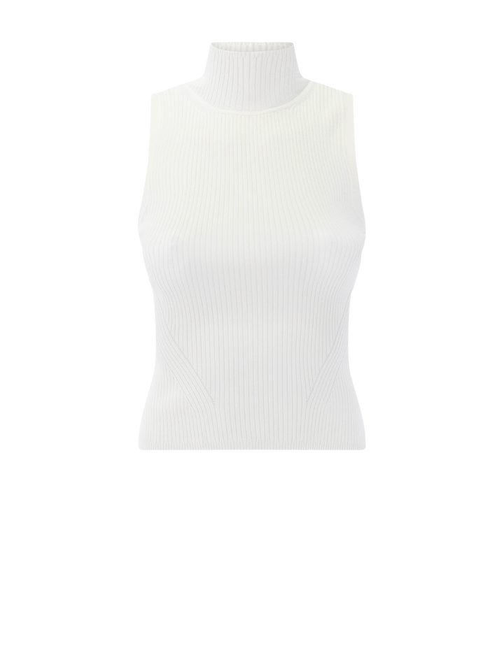 rib turtleneck shell in cream