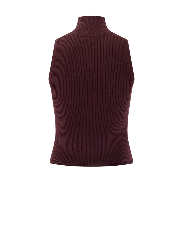 rib turtleneck shell in dark cherry