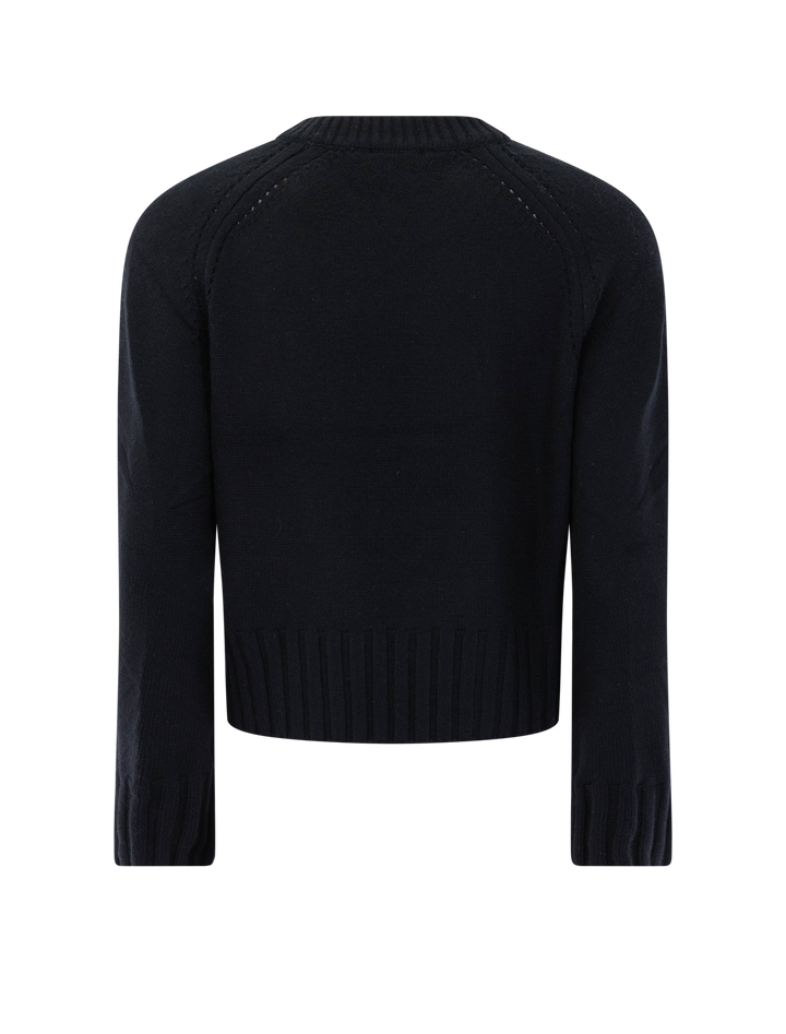 saddle sleeve crewneck sweater in black