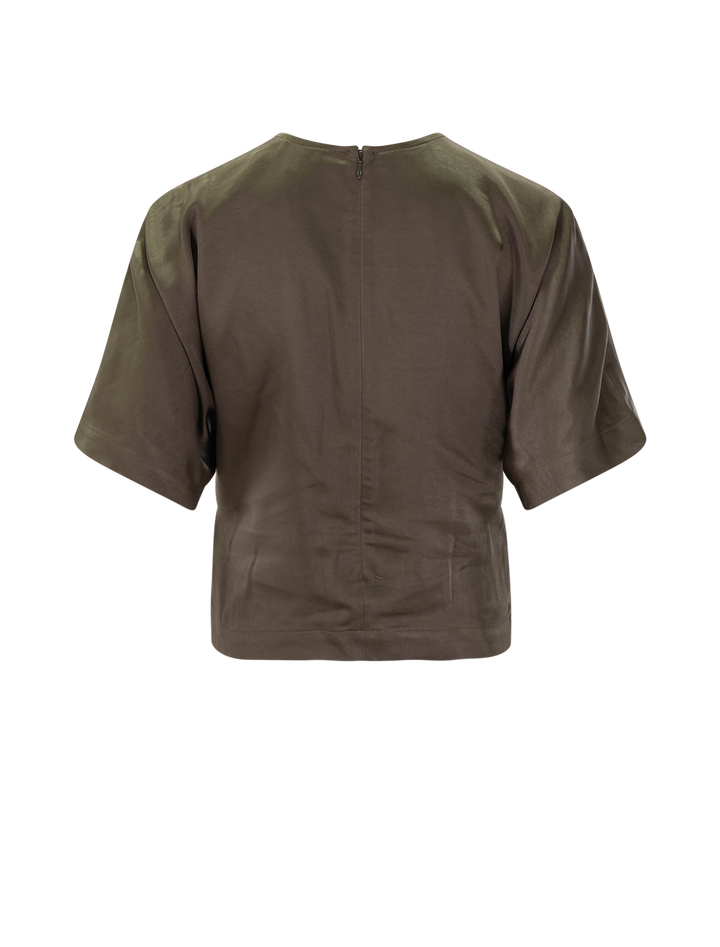 satin dolman short sleeve top in parsley