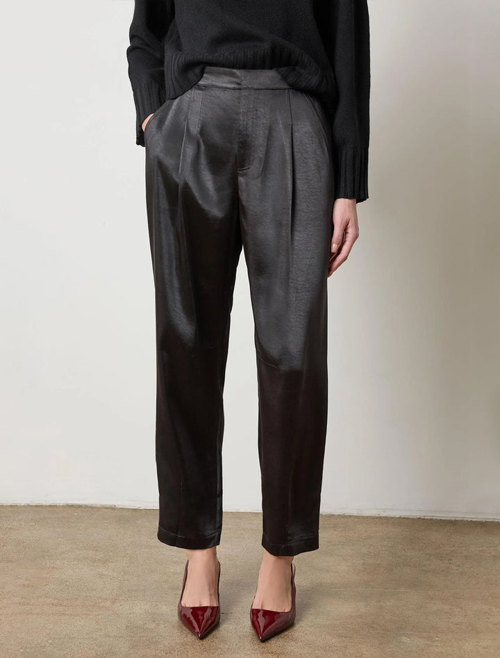 satin pant in black