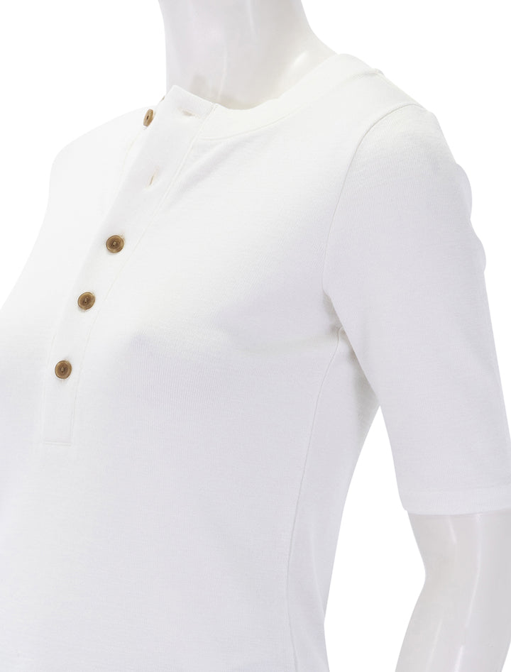 elbow sleeve henley in off white